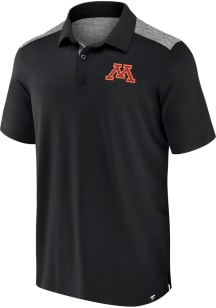 Mens Black Minnesota Golden Gophers Color Blocked Short Sleeve Polo Shirt