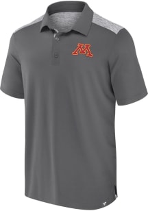 Mens Grey Minnesota Golden Gophers Color Blocked Short Sleeve Polo Shirt