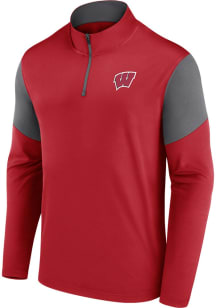 Mens Red Wisconsin Badgers Fundamental Qtr Zip Pullover