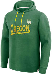 Mens Green Oregon Ducks Twill Team Script Hooded Sweatshirt