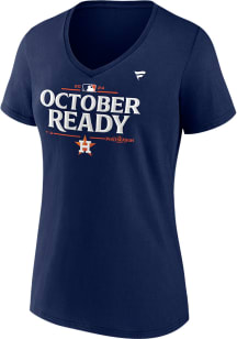 Houston Astros Womens Navy Blue 2024 Postseason Participant Locker Room Short Sleeve T-Shirt