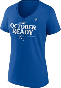 Kansas City Royals Womens Blue 2024 Postseason Participant Locker Room Short Sleeve T-Shirt