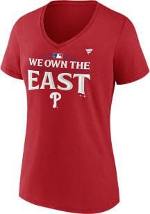 Philadelphia Phillies Womens Red 2024 Division Champs Locker Room Short Sleeve T-Shirt