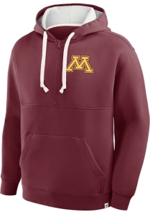 Mens Maroon Minnesota Golden Gophers Quarter Zip Hooded Sweatshirt
