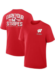 Wisconsin Badgers Legacy Cotton Stripes Short Sleeve T Shirt - Red