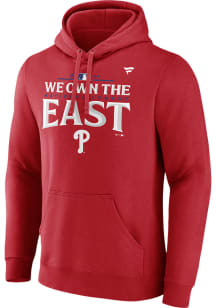 Philadelphia Phillies Mens Red 2024 Division Champions Locker Room Long Sleeve Hoodie