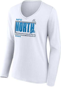 Detroit Lions Womens White 2024 NFL Division Champs Conquer LS Tee