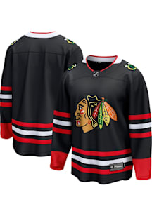 Chicago Blackhawks Mens Black Blank Breakaway Hockey Jersey