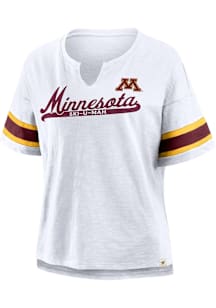 Minnesota Golden Gophers Womens White Conquer the Game Short Sleeve T-Shirt
