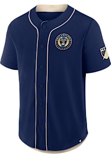 Philadelphia Union Mens Navy Blue Button Down Baseball Jersey