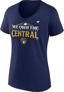 Milwaukee Brewers Womens Navy Blue 2024 Division Champs Locker Room Short Sleeve T-Shirt