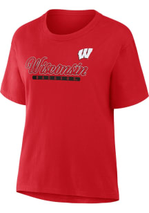Wisconsin Badgers Script Logo Short Sleeve T-Shirt - Red