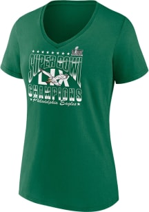 Philadelphia Eagles Womens Kelly Green 2024 Super Bowl Champs Retro Arch Short Sleeve T-Shirt