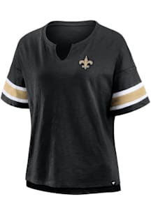 New Orleans Saints Womens Black Curl Route Short Sleeve T-Shirt