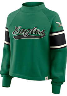 Philadelphia Eagles Womens Kelly Green Toss Sweep Crew Sweatshirt
