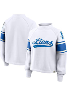 Detroit Lions Womens White Toss Sweep Crew Sweatshirt