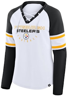 Pittsburgh Steelers Womens White Gridiron LS Tee