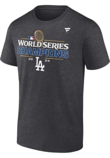 Los Angeles Dodgers Charcoal 2024 WS Champions Locker Room Short Sleeve T Shirt