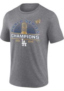 Los Angeles Dodgers Grey 2024 WS Champion Wild Pitch Short Sleeve Fashion T Shirt