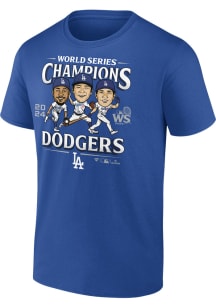 Los Angeles Dodgers Blue 2024 WS Champs Caricature Short Sleeve Player T Shirt