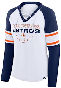 Houston Astros Womens White Gridiron LS Tee