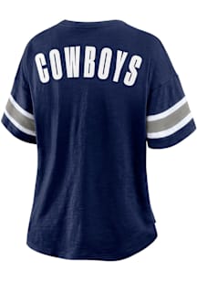 Dallas Cowboys Womens Navy Blue Curl Route Short Sleeve T-Shirt