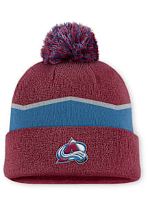 Colorado Avalanche Maroon 2025 Authentic Pro Rink 13 Cuffed Pom Beanie Mens Knit Hat