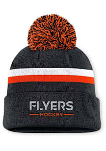 Philadelphia Flyers Black 2025 Authentic Pro Rink 15 W Cuff Pom Womens Knit Hat