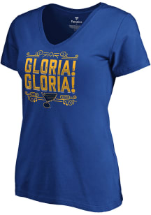 St Louis Blues Womens Blue Gloria! Gloria! Short Sleeve T-Shirt
