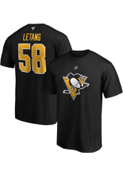 Kris Letang Pittsburgh Penguins Black Authentic Stack Short Sleeve Player T Shirt