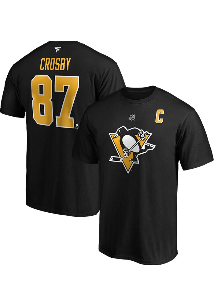 Sidney Crosby Pittsburgh Penguins Black Authentic Stack Short Sleeve Player T Shirt