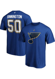 Jordan Binnington St Louis Blues Blue Authentic Stack Short Sleeve Player T Shirt