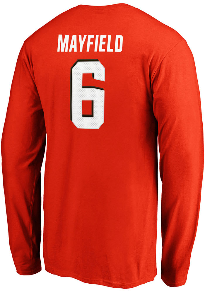 Baker Mayfield Cleveland Browns Orange Authentic Stack Long Sleeve Player T Shirt