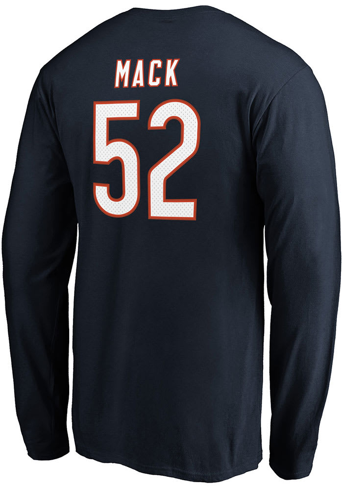 Khalil Mack Chicago Bears Navy Blue Authentic Stack Long Sleeve Player T Shirt