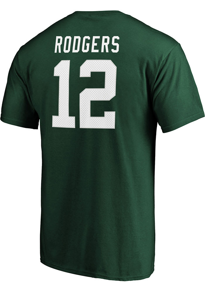 Aaron Rodgers Green Bay Packers Green Authentic Stack Short Sleeve Player T  Shirt