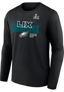 Philadelphia Eagles Black 2024 Super Bowl Champions Iconic Victory Long Sleeve T Shirt