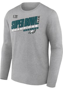 Philadelphia Eagles Grey 2024 Super Bowl Champions Counting Points Long Sleeve T Shirt