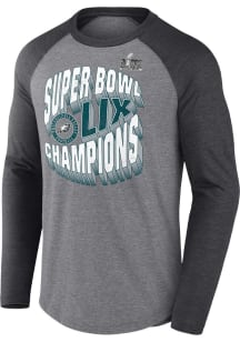 Philadelphia Eagles Grey 2024 Super Bowl Champions Historic Win Long Sleeve T Shirt