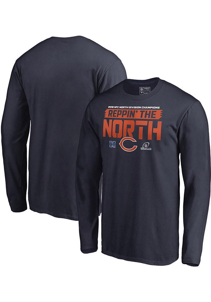 Chicago Bears Navy Blue 2018 Division Champions Fair Catch Long Sleeve T Shirt