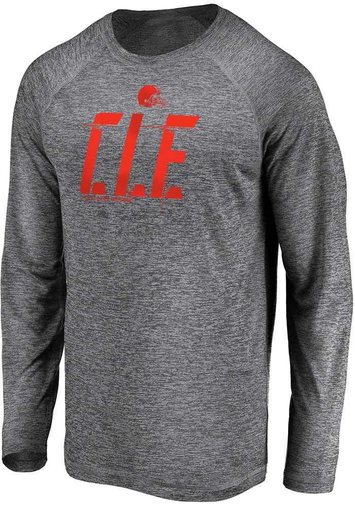 Cleveland Browns Grey Iconic Striated Tri-Code Long Sleeve T-Shirt