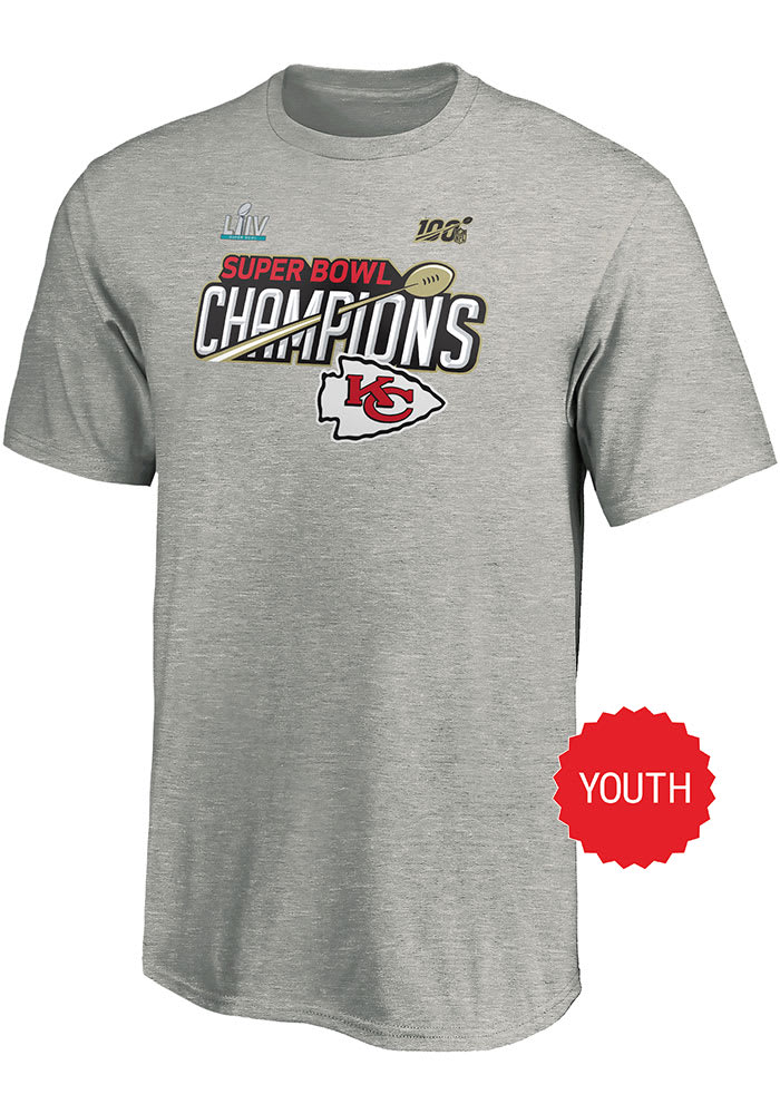 Kansas City Chiefs Youth Grey Super Bowl LIV Champions Short Sleeve Tee