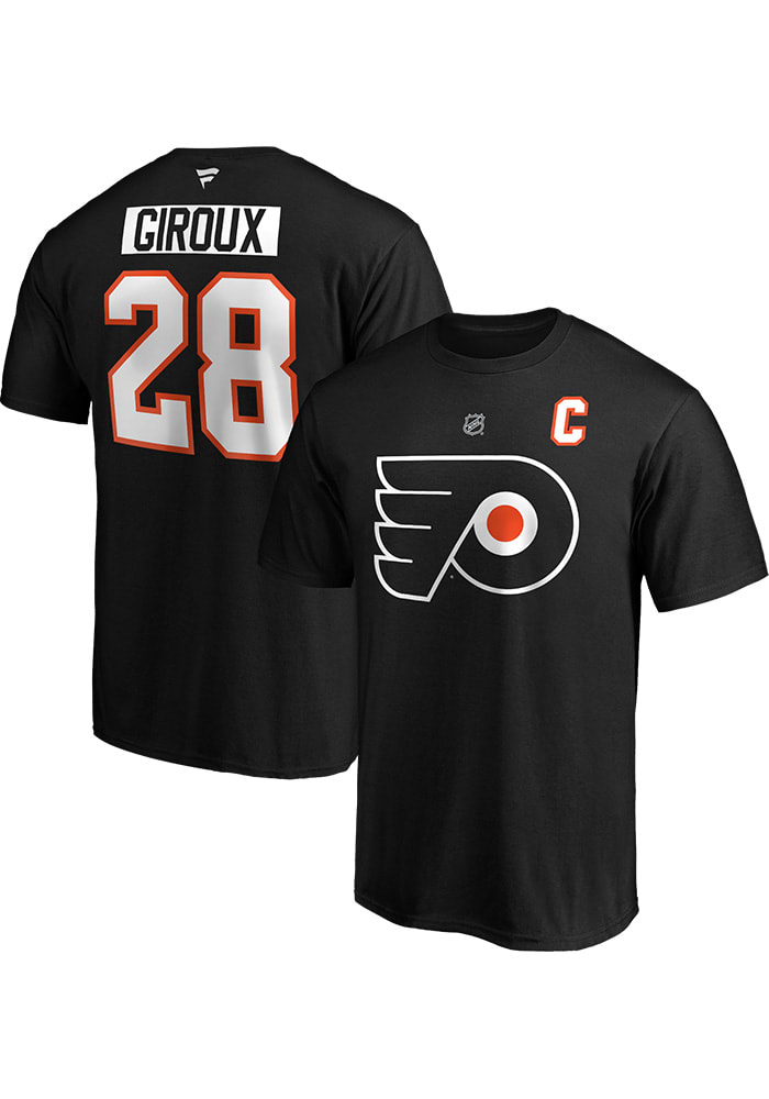 Claude Giroux Philadelphia Flyers Black Authenitc Stack Short Sleeve Player T Shirt
