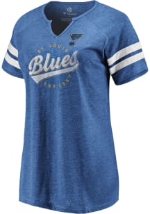 St Louis Blues Womens Blue Off the Boards Notch Short Sleeve T-Shirt