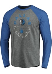 Dallas Mavericks Grey Varsity Label Long Sleeve Fashion T Shirt