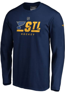 St Louis Blues Navy Blue Cotton Secondary Long Sleeve T Shirt