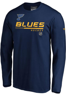 St Louis Blues Navy Blue Cotton Prime Long Sleeve T Shirt