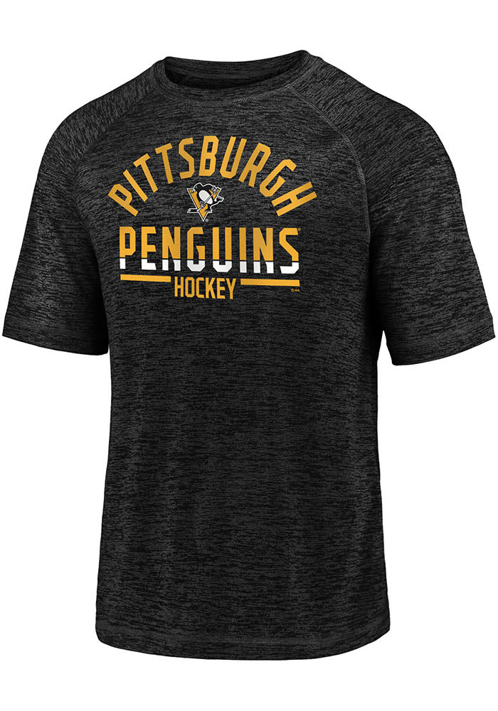 Pittsburgh Penguins Black Iconic Striated Poly Arch Over Short Sleeve T Shirt