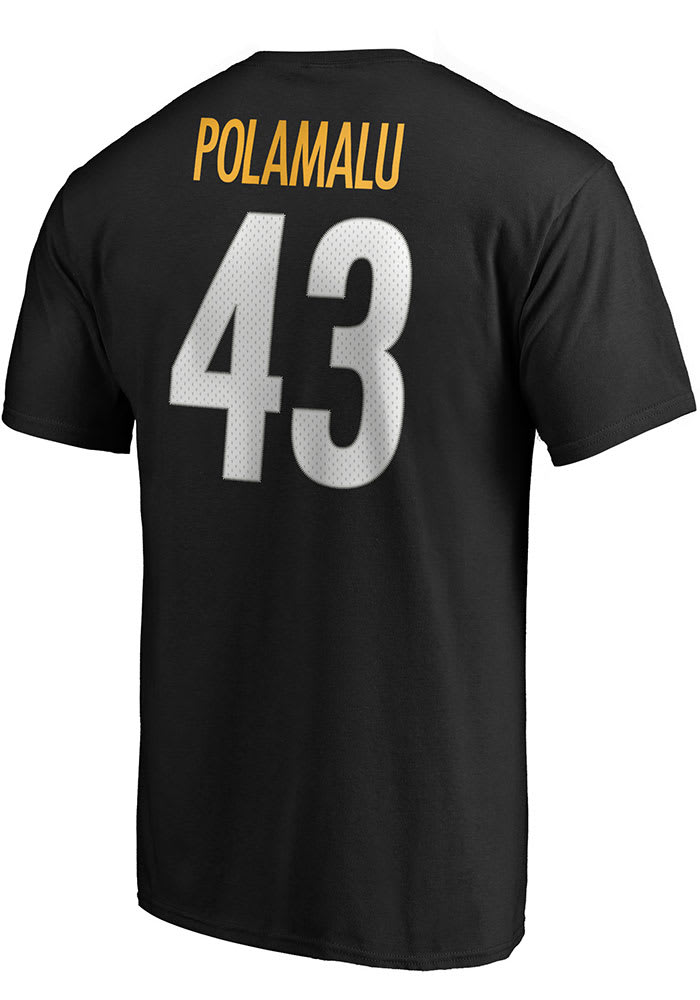 Troy Polamalu Pittsburgh Steelers Black HOF N and N Short Sleeve Player T Shirt