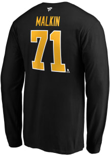 Evgeni Malkin Pittsburgh Penguins Black Authentic Stack Long Sleeve Player T Shirt