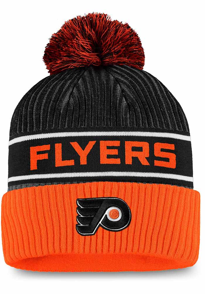 Philadelphia Flyers Black 2020 NHL Locker Room Cuff Pom Mens Knit Hat